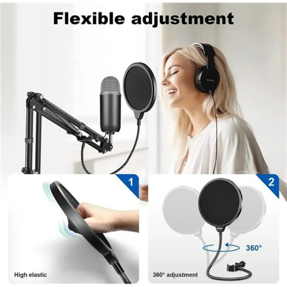 Professional Microphone Pop Filter Mask Shield For Blue Yeti and Any Other